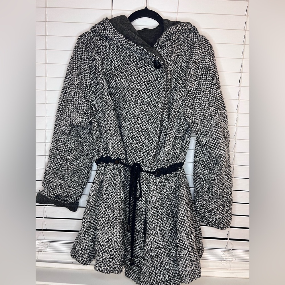 Free People Black & White Speckled Synch Coat